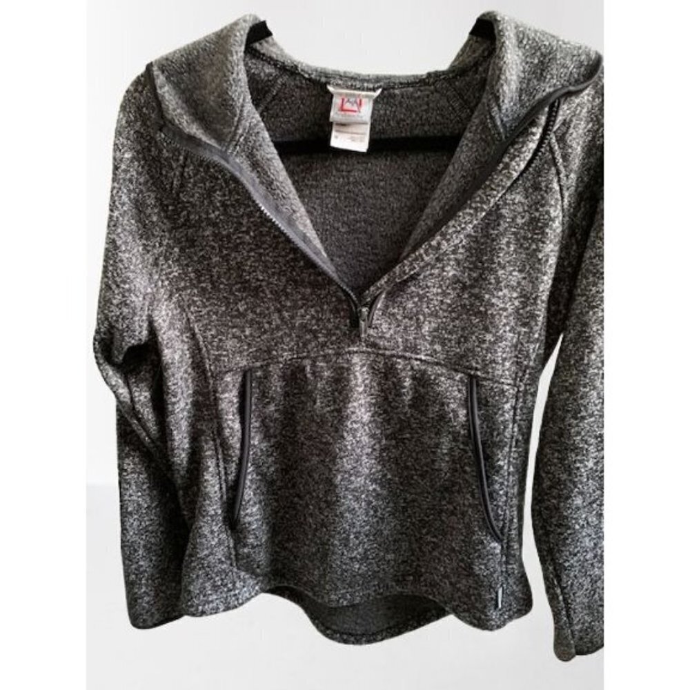 Avalanche Unisex Grey Black Specks Front Zip Fleece Lined Hoody Front Pocket Me